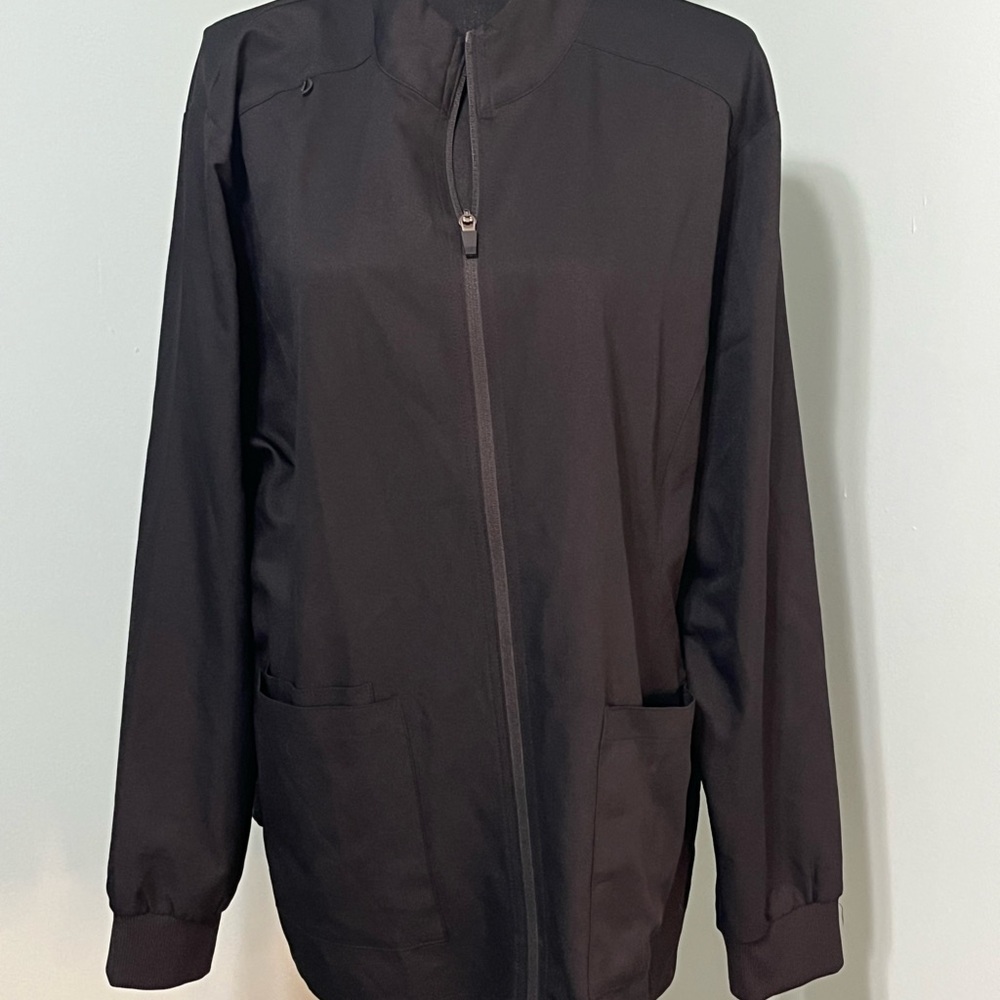 Cureology by Koi Black zip-up Scrub Jacket